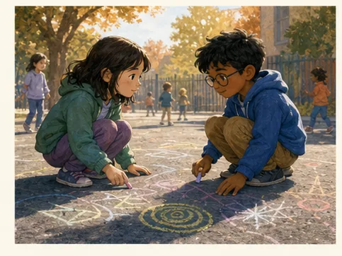 Illustration from The Chalk-Circle Friends